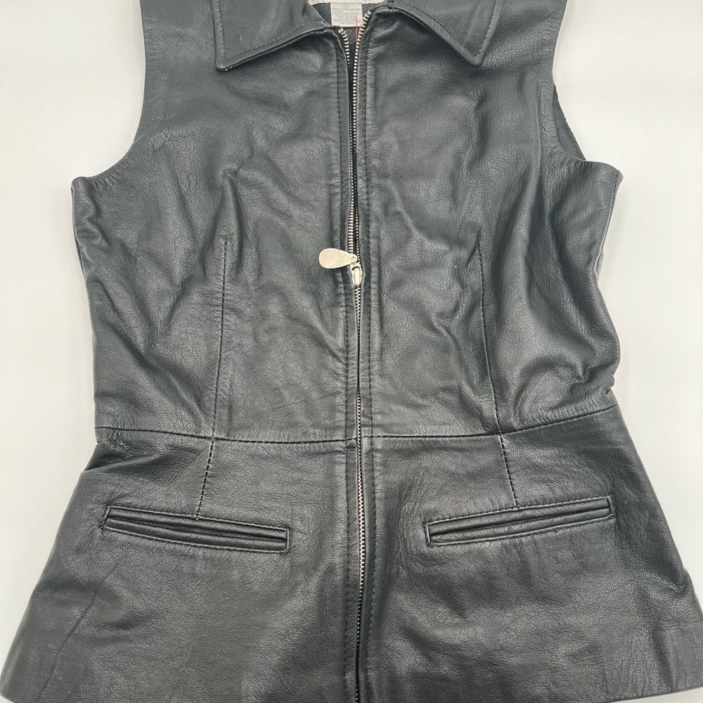 Petite Sophisticate Leather Vest Women Black